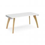 Fuze single desk 1600mm x 800mm with oak legs - white underframe, white top FZ168-WH-WH