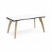 Fuze single desk 1600mm x 800mm with oak legs - white underframe, white top, black edge FZ168-WH-WK