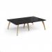 Fuze double back to back desks 2400mm x 1600mm with oak legs - white underframe, black top FZ2416-WH-BK