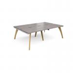 Fuze double back to back desks 2400mm x 1600mm with oak legs - white underframe, grey oak top FZ2416-WH-GO