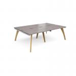 Fuze double back to back desks 2400mm x 1600mm - white frame and grey oak top