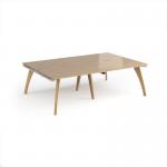 Fuze double back to back desks 2400mm x 1600mm with oak legs - white underframe, kendal oak top FZ2416-WH-KO