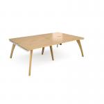 Fuze double back to back desks 2400mm x 1600mm with oak legs - white underframe, oak top FZ2416-WH-O