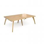 Fuze double back to back desks 2400mm x 1600mm - white frame and oak top