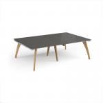Fuze double back to back desks 2400mm x 1600mm with oak legs - white underframe, storm grey top FZ2416-WH-OG