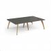 Fuze double back to back desks 2400mm x 1600mm with oak legs - white underframe, storm grey top FZ2416-WH-OG