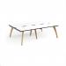 Fuze double back to back desks 2400mm x 1600mm with oak legs - white underframe, white top, black edge FZ2416-WH-WK