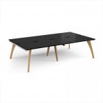 Fuze double back to back desks 2800mm x 1600mm with oak legs - white underframe, black top FZ2816-WH-BK