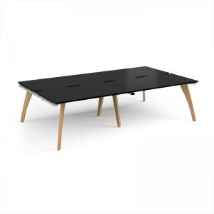 Fuze double back to back desks 2800mm x 1600mm with oak legs - white