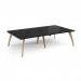 Fuze double back to back desks 2800mm x 1600mm with oak legs - white underframe, black top FZ2816-WH-BK