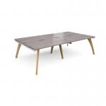 Fuze double back to back desks 2800mm x 1600mm - white frame and grey oak top
