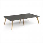 Fuze double back to back desks 2800mm x 1600mm with oak legs - white underframe, storm grey top FZ2816-WH-OG