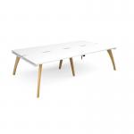 Fuze double back to back desks 2800mm x 1600mm with oak legs - white underframe, white top FZ2816-WH-WH