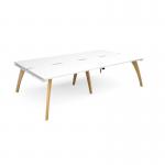 Fuze double back to back desks 2800mm x 1600mm with oak legs - white underframe, white top FZ2816-WH-WH