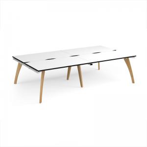 Fuze double back to back desks 2800mm x 1600mm with oak legs - white