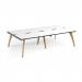 Fuze double back to back desks 2800mm x 1600mm with oak legs - white underframe, white top, black edge FZ2816-WH-WK
