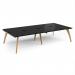 Fuze double back to back desks 3200mm x 1600mm with oak legs - white underframe, black top FZ3216-WH-BK