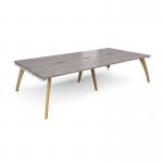 Fuze double back to back desks 3200mm x 1600mm with oak legs - white underframe, grey oak top FZ3216-WH-GO