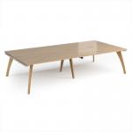 Fuze double back to back desks 3200mm x 1600mm with oak legs - white underframe, kendal oak top FZ3216-WH-KO