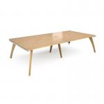 Fuze double back to back desks 3200mm x 1600mm with oak legs - white underframe, oak top FZ3216-WH-O