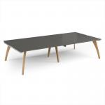 Fuze double back to back desks 3200mm x 1600mm with oak legs - white underframe, storm grey top FZ3216-WH-OG