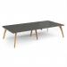 Fuze double back to back desks 3200mm x 1600mm with oak legs - white underframe, storm grey top FZ3216-WH-OG