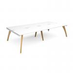 Fuze double back to back desks 3200mm x 1600mm with oak legs - white underframe, white top FZ3216-WH-WH