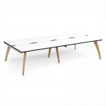 Fuze double back to back desks 3200mm x 1600mm with oak legs - white underframe, white top, black edge FZ3216-WH-WK