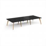Fuze triple back to back desks 3600mm x 1600mm with oak legs - white underframe, black top FZ3616-WH-BK