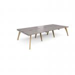 Fuze triple back to back desks 3600mm x 1600mm with oak legs - white underframe, grey oak top FZ3616-WH-GO