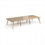 Fuze triple back to back desks 3600mm x 1600mm with oak legs - white underframe, kendal oak top FZ3616-WH-KO