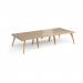 Fuze triple back to back desks 3600mm x 1600mm with oak legs - white underframe, kendal oak top FZ3616-WH-KO