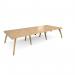 Fuze triple back to back desks 3600mm x 1600mm with oak legs - white underframe, oak top FZ3616-WH-O