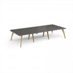 Fuze triple back to back desks 3600mm x 1600mm with oak legs - white underframe, storm grey top FZ3616-WH-OG