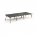 Fuze triple back to back desks 3600mm x 1600mm with oak legs - white underframe, storm grey top FZ3616-WH-OG