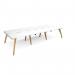 Fuze triple back to back desks 3600mm x 1600mm with oak legs - white underframe, white top FZ3616-WH-WH