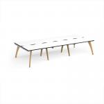 Fuze triple back to back desks 3600mm x 1600mm with oak legs - white underframe, white top, black edge FZ3616-WH-WK