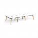 Fuze triple back to back desks 3600mm x 1600mm with oak legs - white underframe, white top, black edge FZ3616-WH-WK