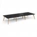 Fuze triple back to back desks 4200mm x 1600mm with oak legs - white underframe, black top FZ4216-WH-BK