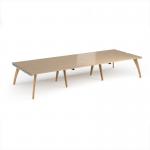 Fuze triple back to back desks 4200mm x 1600mm with oak legs - white underframe, kendal oak top FZ4216-WH-KO