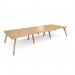 Fuze triple back to back desks 4200mm x 1600mm with oak legs - white underframe, oak top FZ4216-WH-O