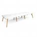 Fuze triple back to back desks 4200mm x 1600mm with oak legs - white underframe, white top FZ4216-WH-WH