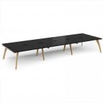 Fuze triple back to back desks 4800mm x 1600mm with oak legs - white underframe, black top FZ4816-WH-BK