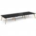 Fuze triple back to back desks 4800mm x 1600mm with oak legs - white underframe, black top FZ4816-WH-BK