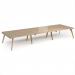 Fuze triple back to back desks 4800mm x 1600mm with oak legs - white underframe, kendal oak top FZ4816-WH-KO