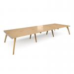 Fuze triple back to back desks 4800mm x 1600mm with oak legs - white underframe, oak top FZ4816-WH-O