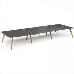 Fuze triple back to back desks 4800mm x 1600mm with oak legs - white underframe, storm grey top FZ4816-WH-OG