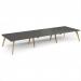 Fuze triple back to back desks 4800mm x 1600mm with oak legs - white underframe, storm grey top FZ4816-WH-OG