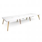 Fuze triple back to back desks 4800mm x 1600mm with oak legs - white underframe, white top FZ4816-WH-WH