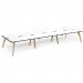 Fuze triple back to back desks 4800mm x 1600mm with oak legs - white underframe, white top, black edge FZ4816-WH-WK